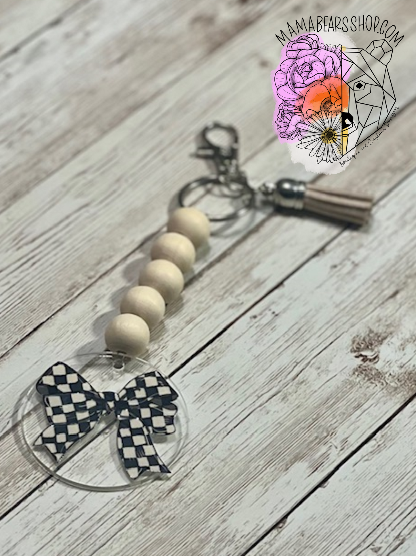 Checkered Bow Keychain
