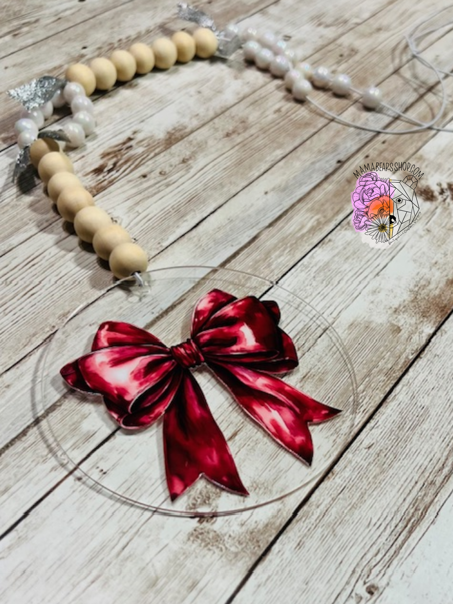 Maroon Bow Beaded Hanger