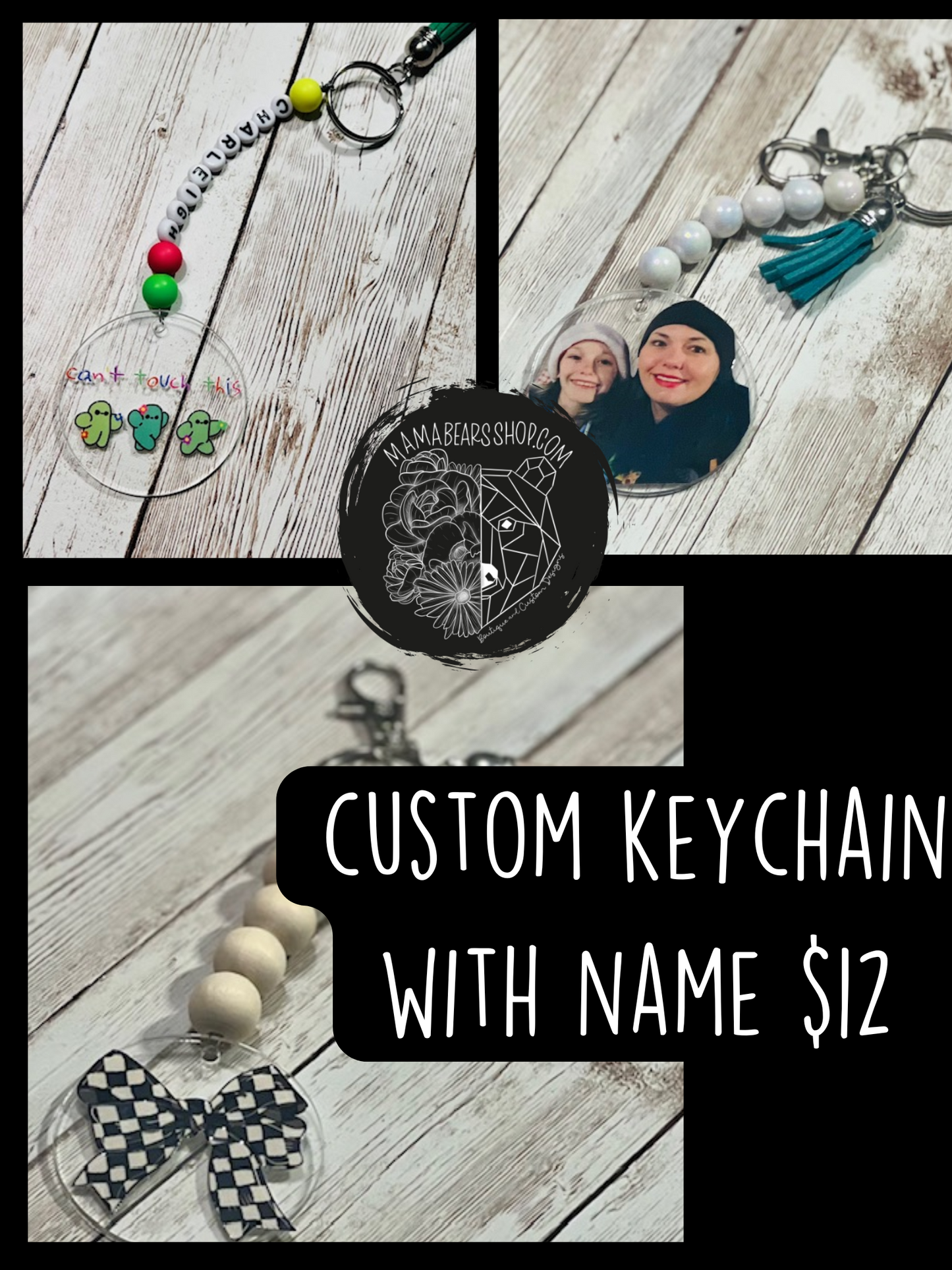 Custom Name You Choose Design or Photo Keychain