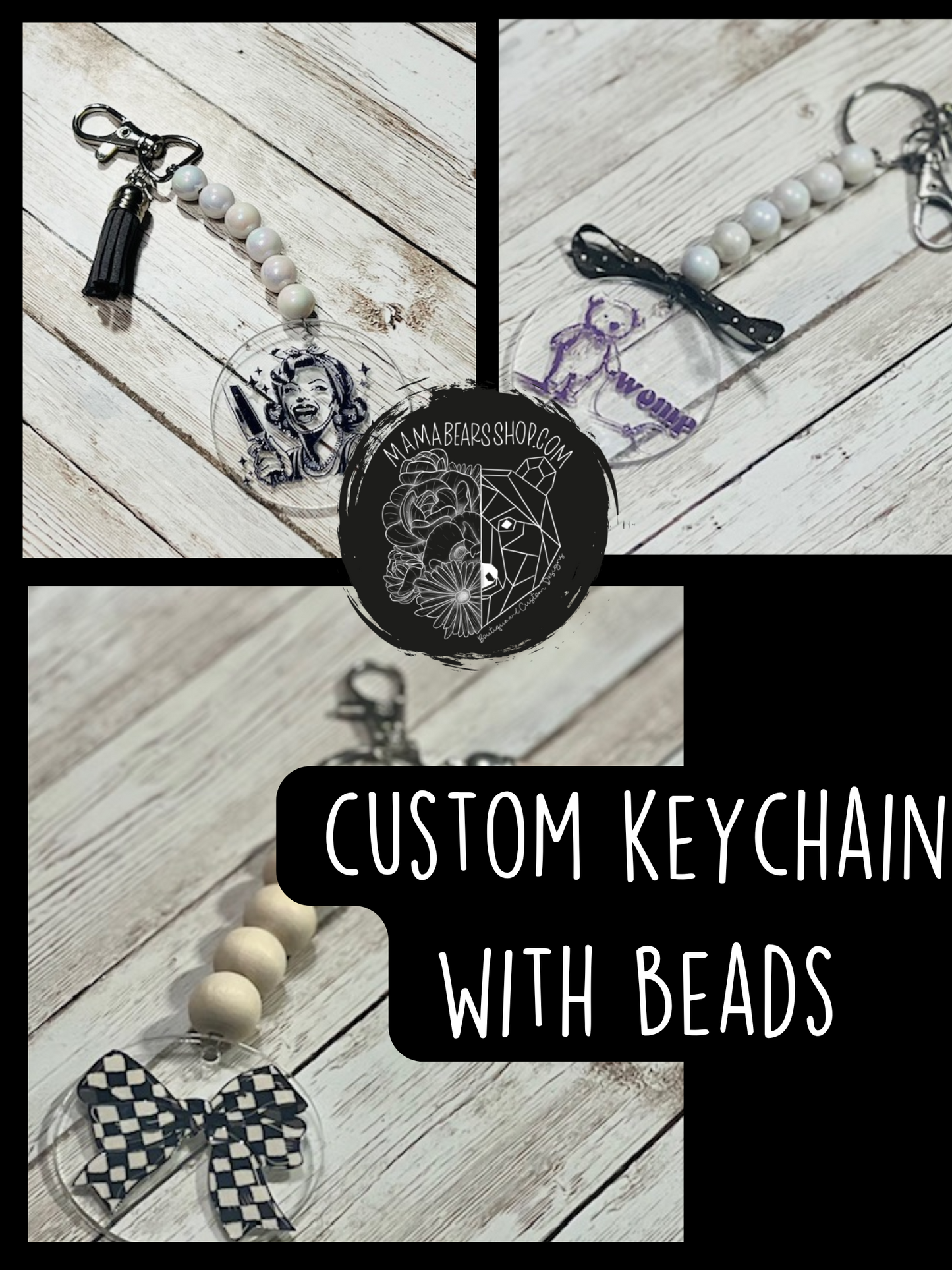 Custom Design; Beaded Keychain