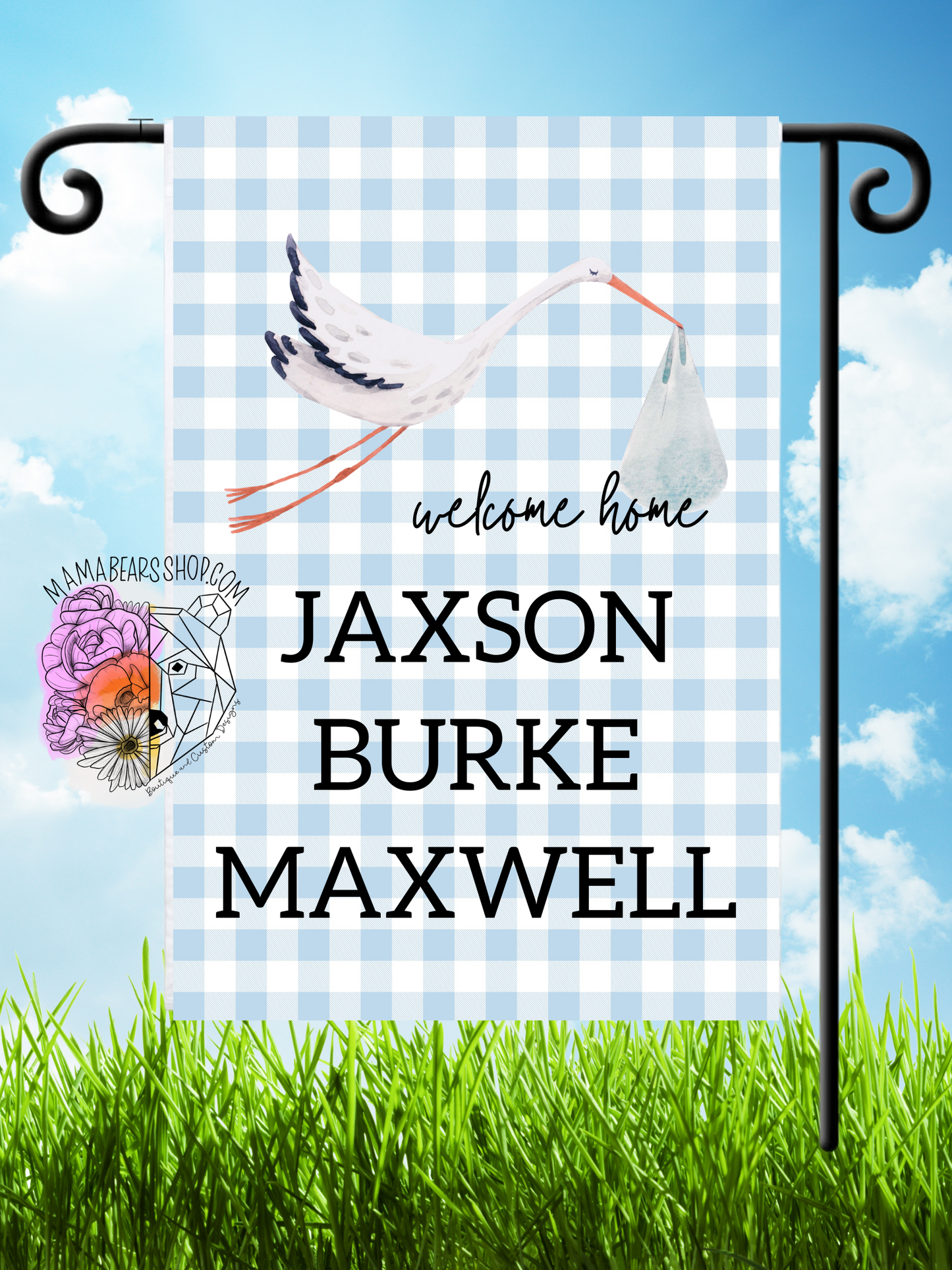 Welcome Home Baby CUSTOM GARDEN FLAG