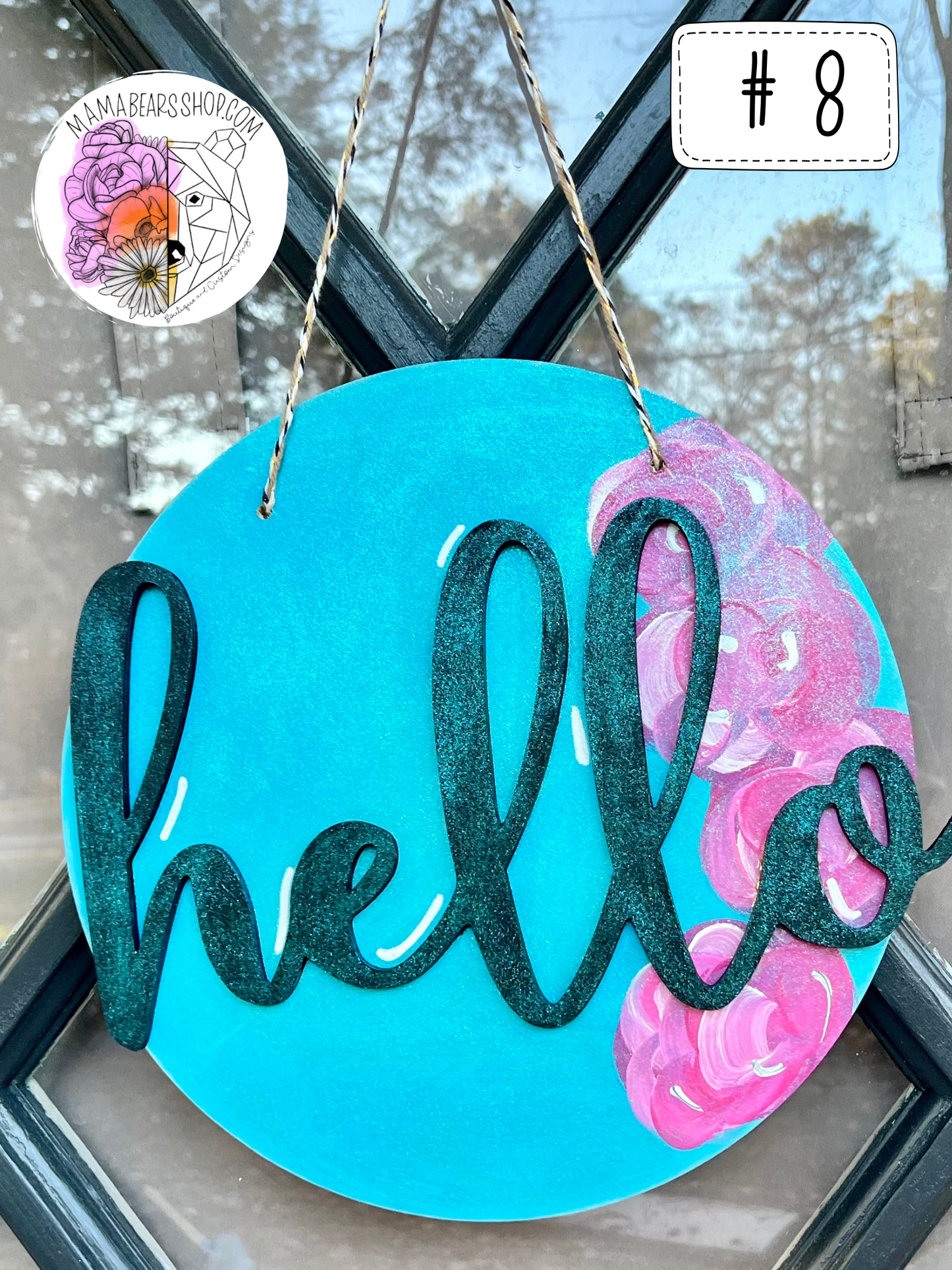 Blue and Black Hello Door Hanger/Decor #8