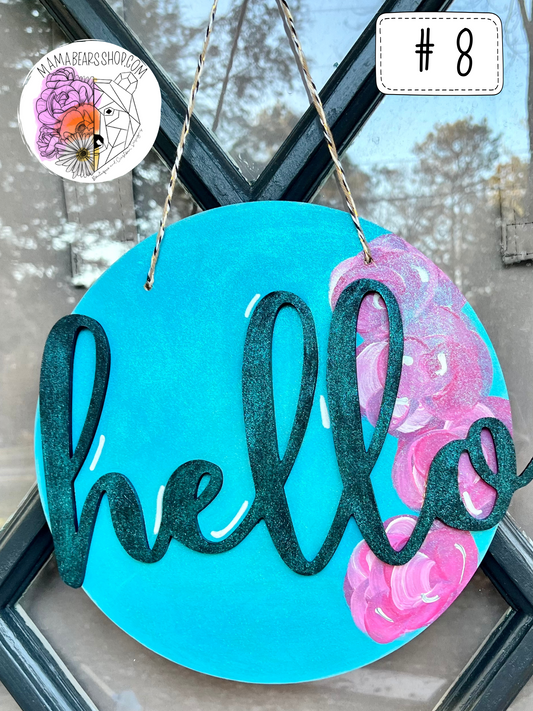 Blue and Black Hello Door Hanger/Decor #8