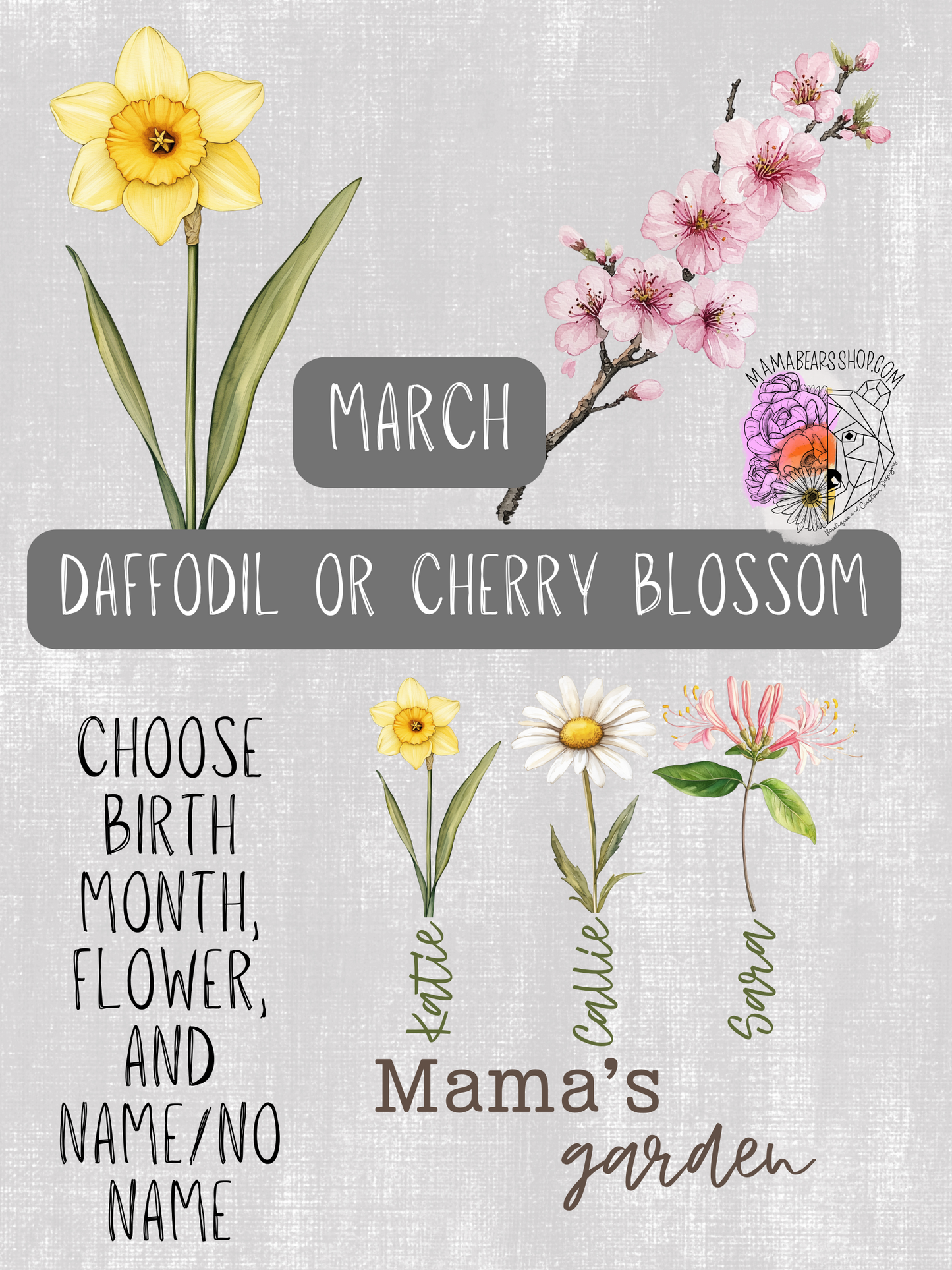 Custom Birth Flowers TOTE BAG