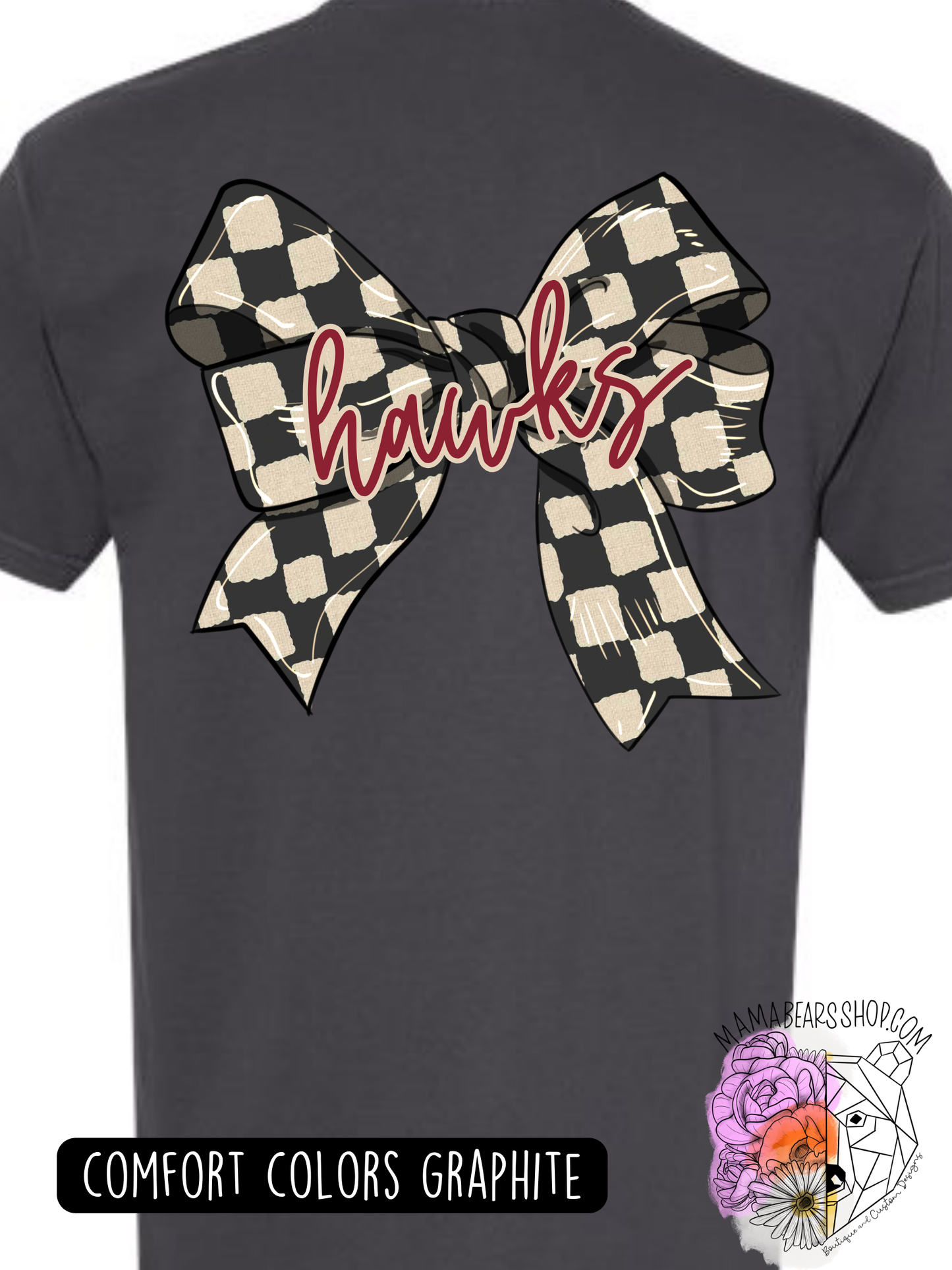 LAX MOM CHECKERED HAWKS BOW
