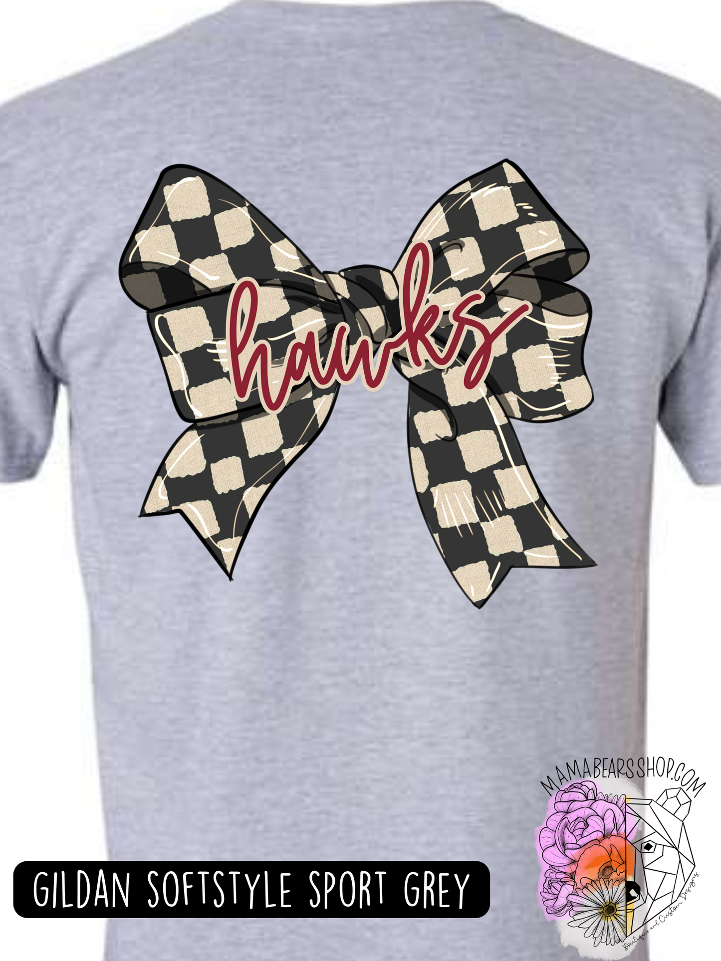 LAX MOM CHECKERED HAWKS BOW