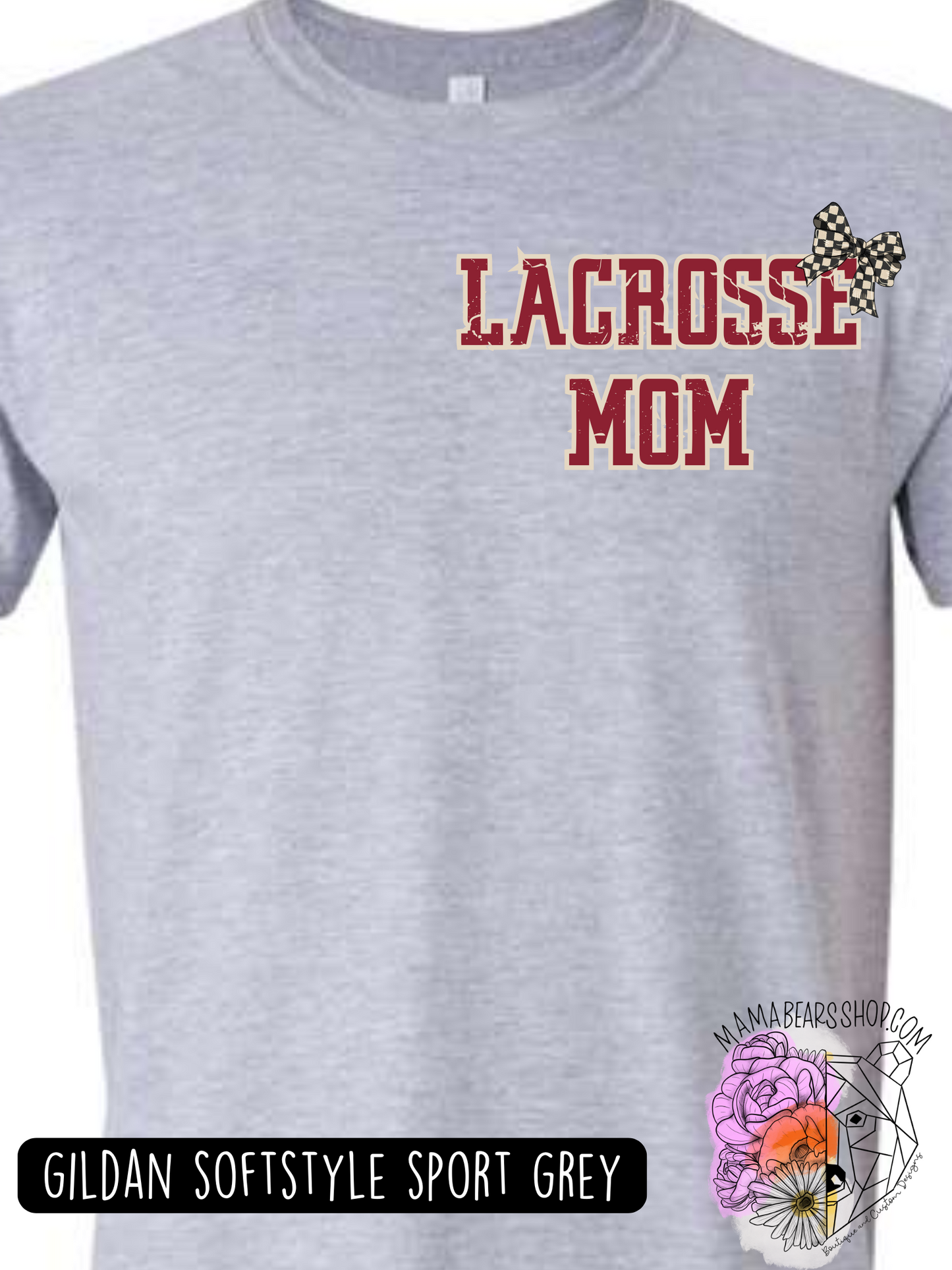 LAX MOM CHECKERED HAWKS BOW