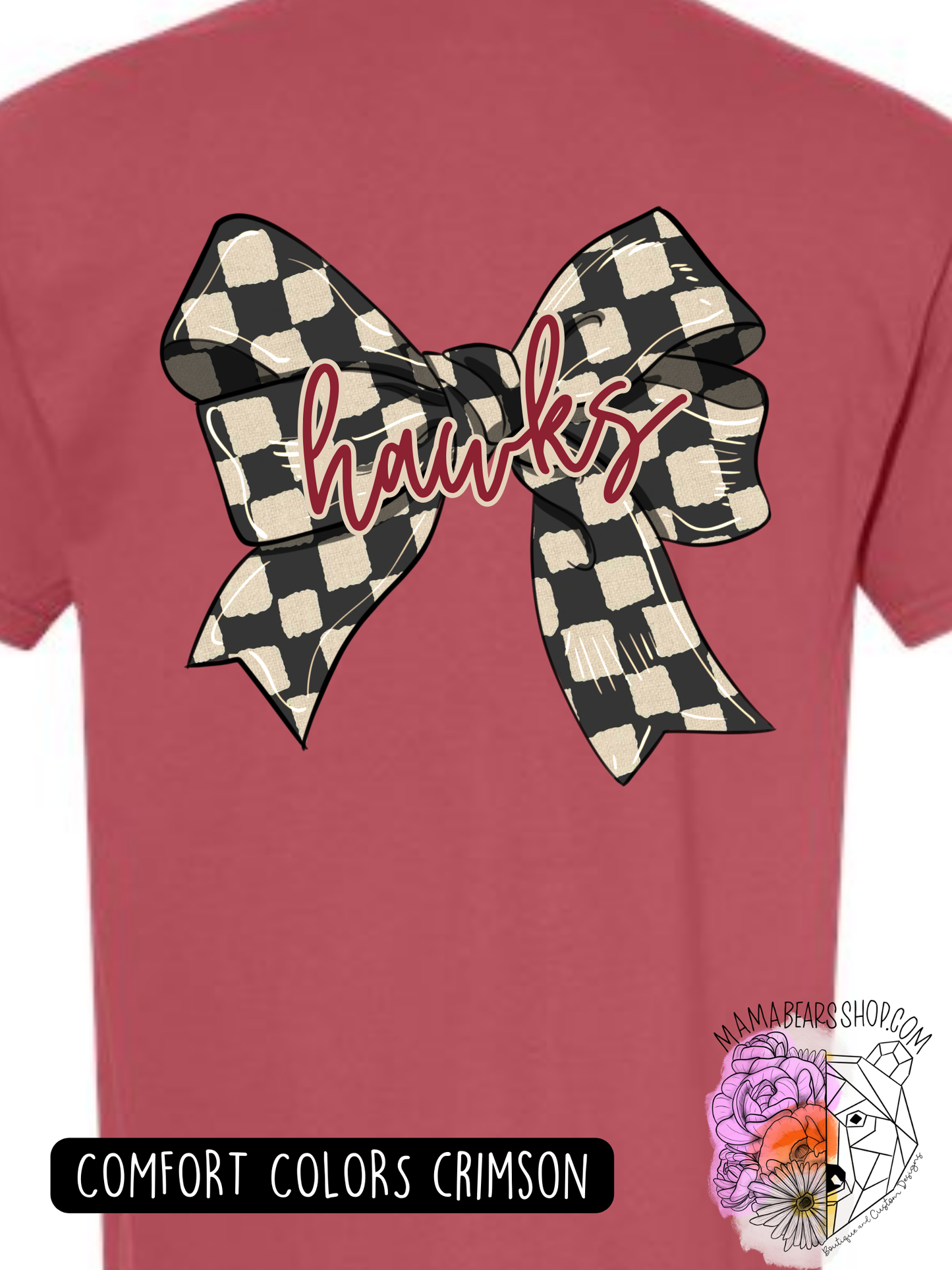 LAX MOM CHECKERED HAWKS BOW