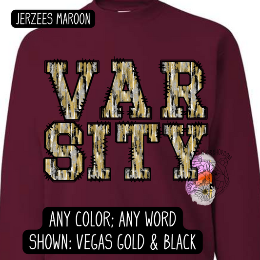 VARSITY FONT CUSTOM SPIRIT WEAR CREWNECK ADULT