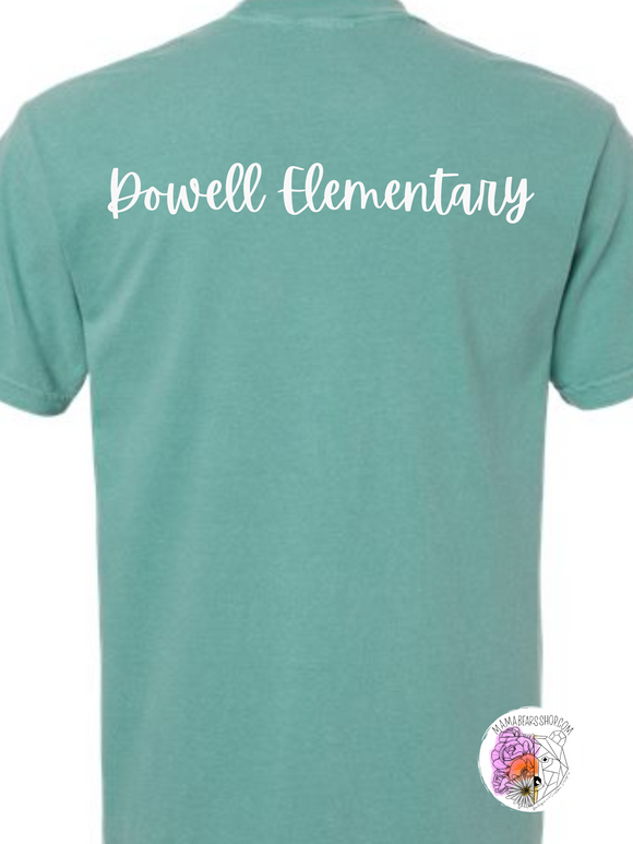 CURSIVE Dowell *School name on BACK, CURSIVE