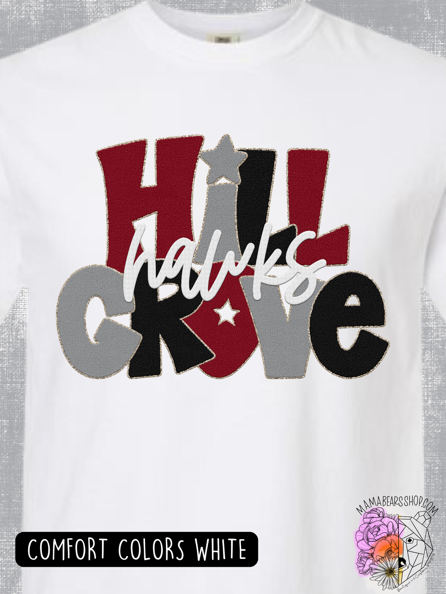 Faux Chenille Stacked ADULT  HAWKS *customizable