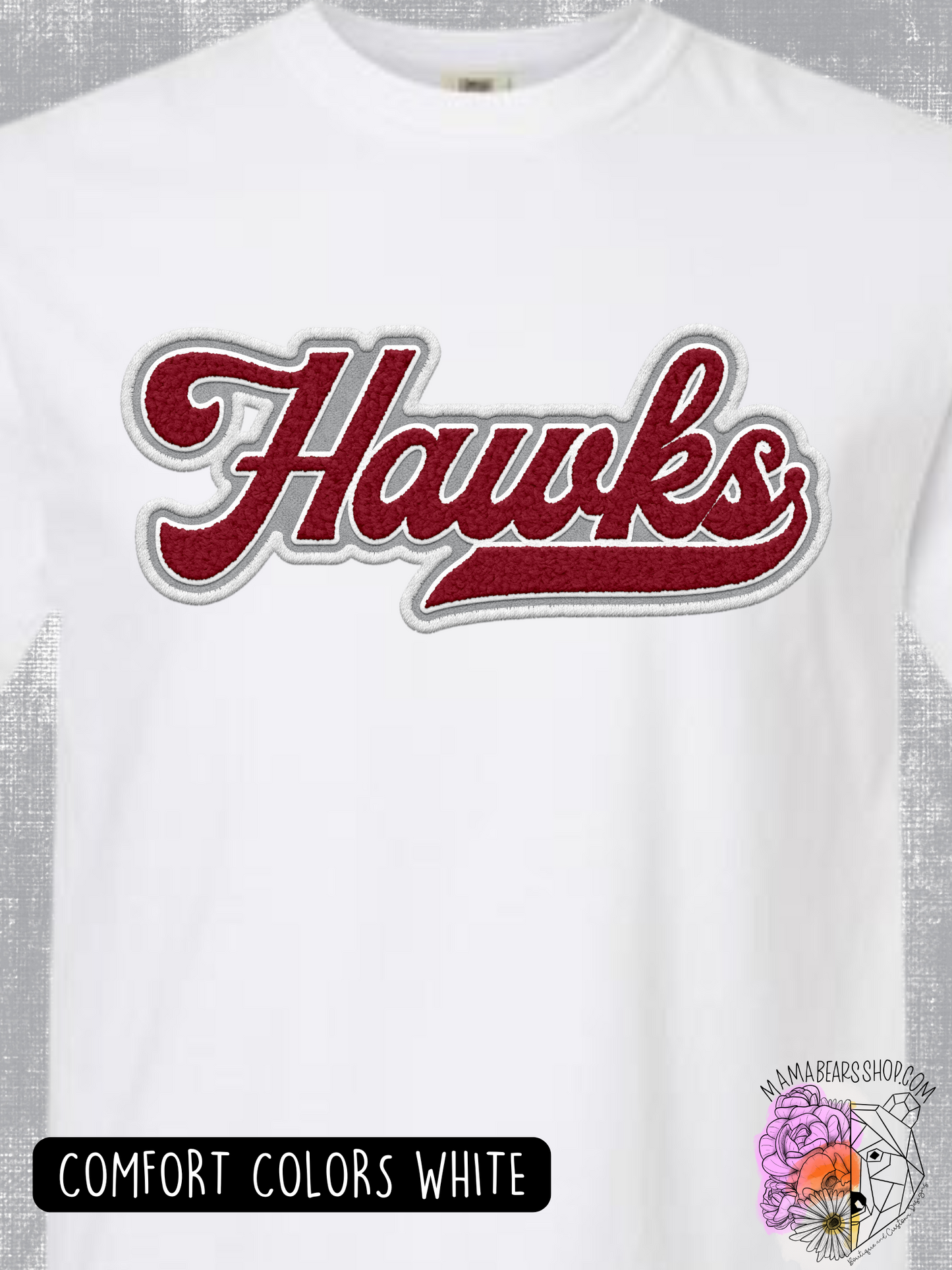 Faux Chenille Retro HAWKS *customizable
