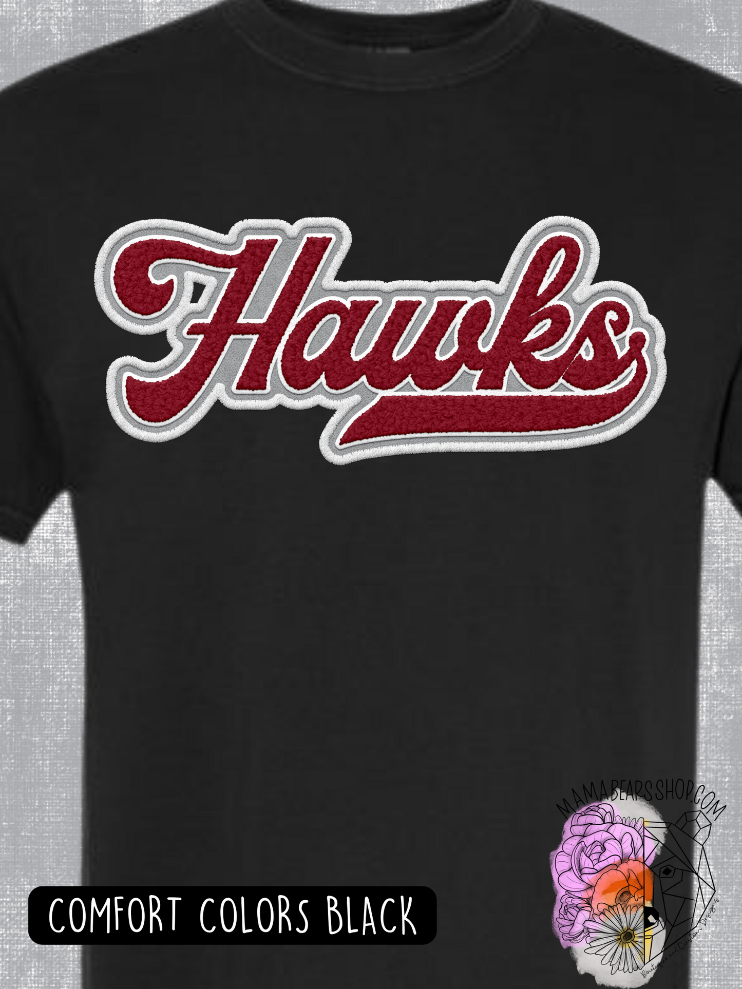Faux Chenille Retro HAWKS *customizable