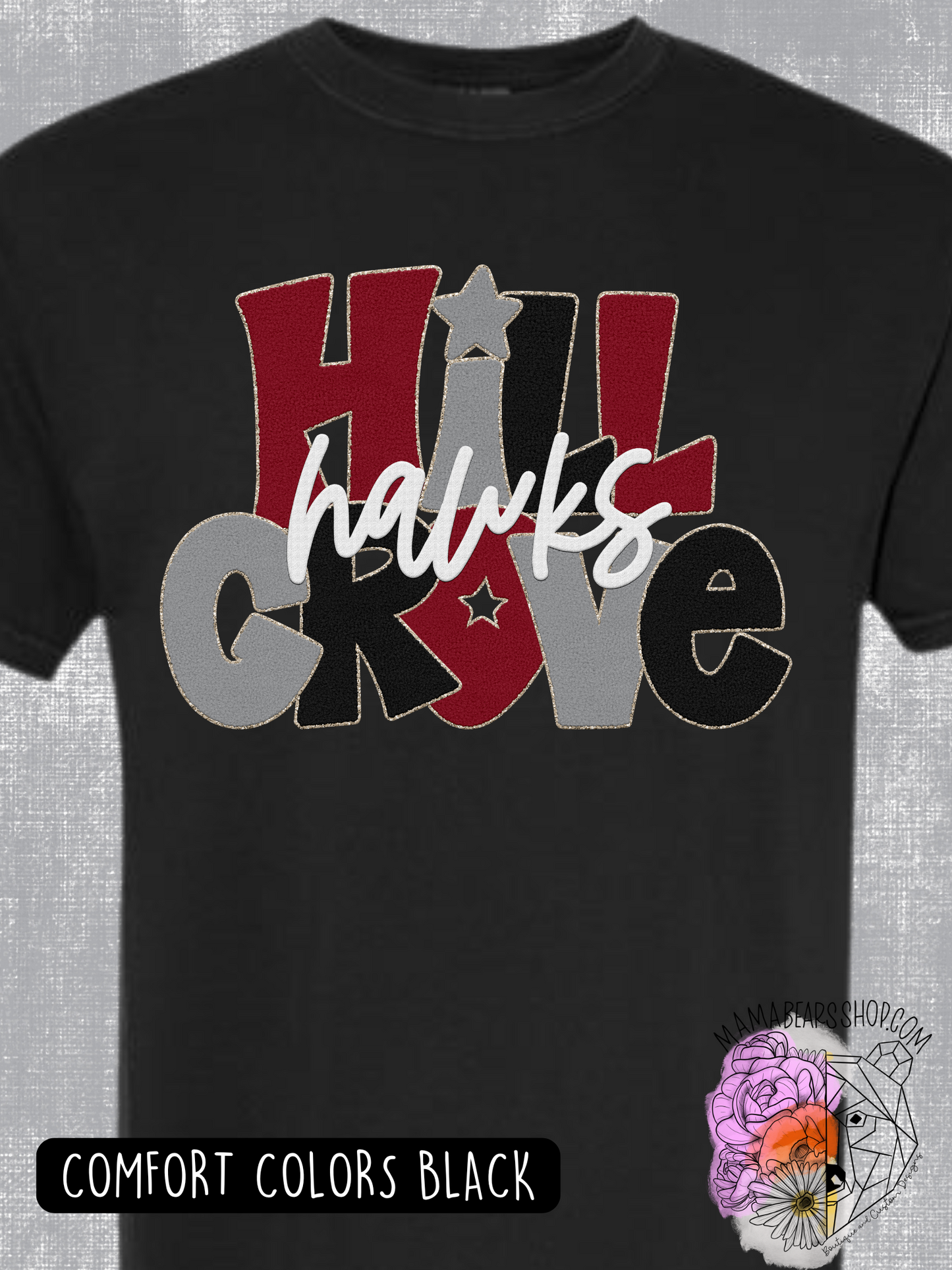 Faux Chenille Stacked ADULT  HAWKS *customizable