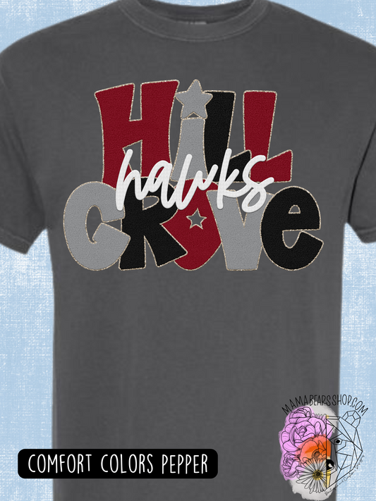 Faux Chenille Stacked ADULT  HAWKS *customizable