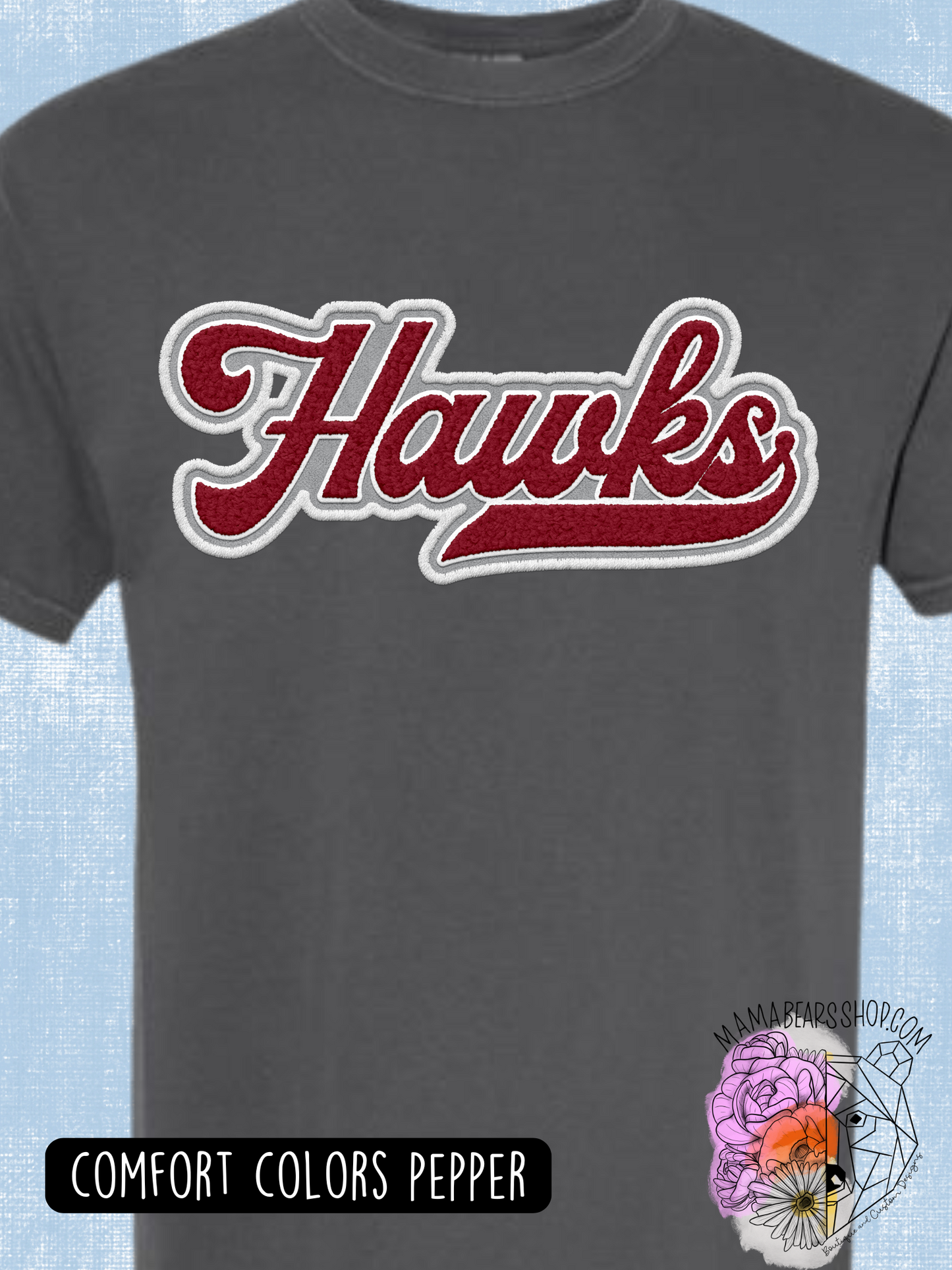 Faux Chenille Retro HAWKS *customizable
