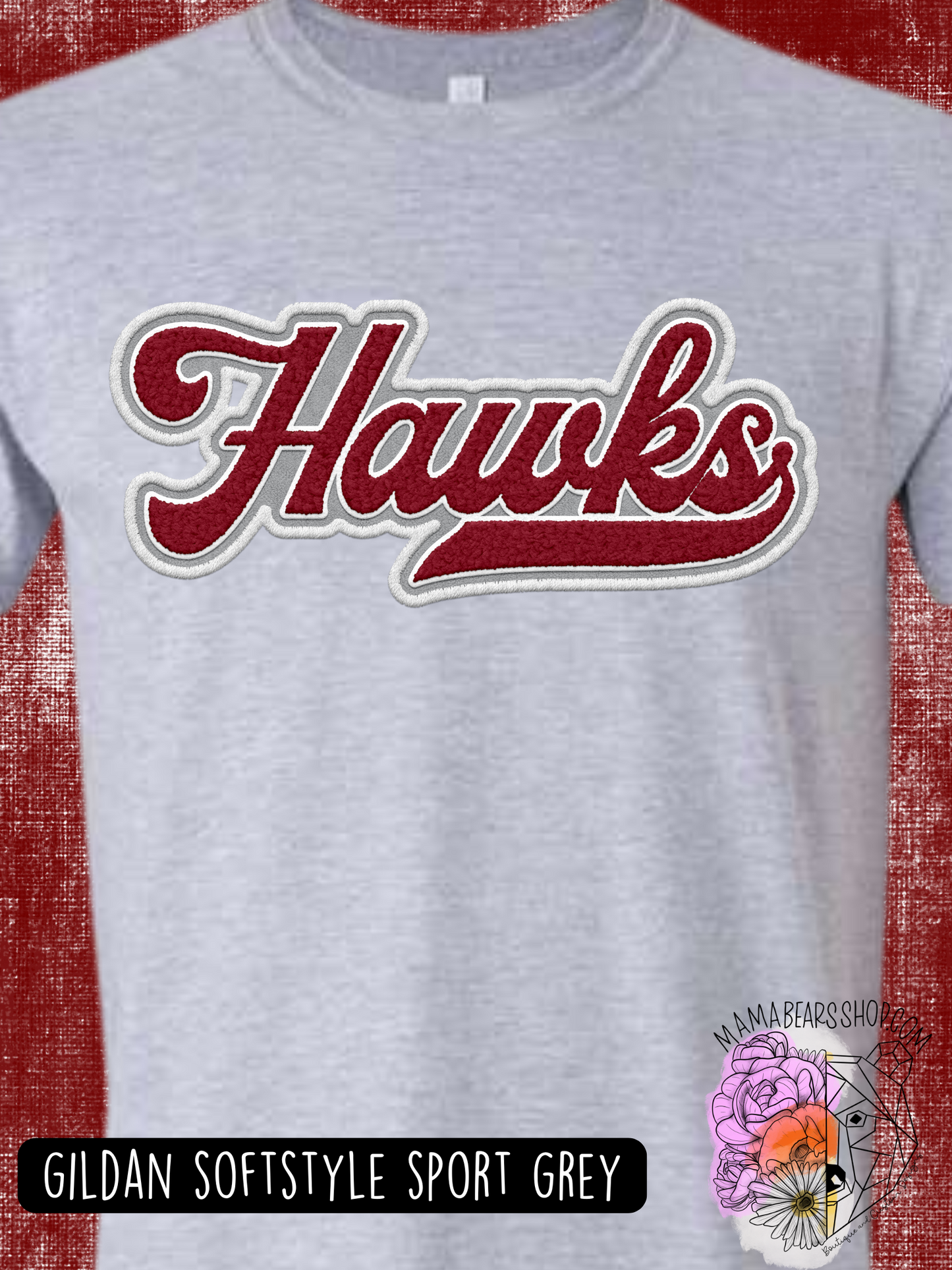 Faux Chenille Retro HAWKS *customizable