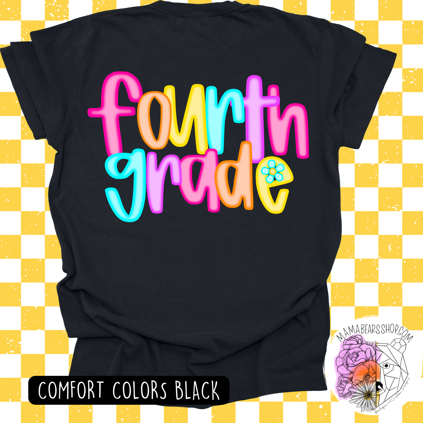 🍏FOURTH GRADE TEES NEON LETTERS