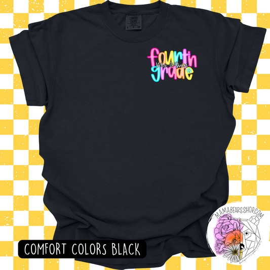 🍏FOURTH GRADE TEES NEON LETTERS