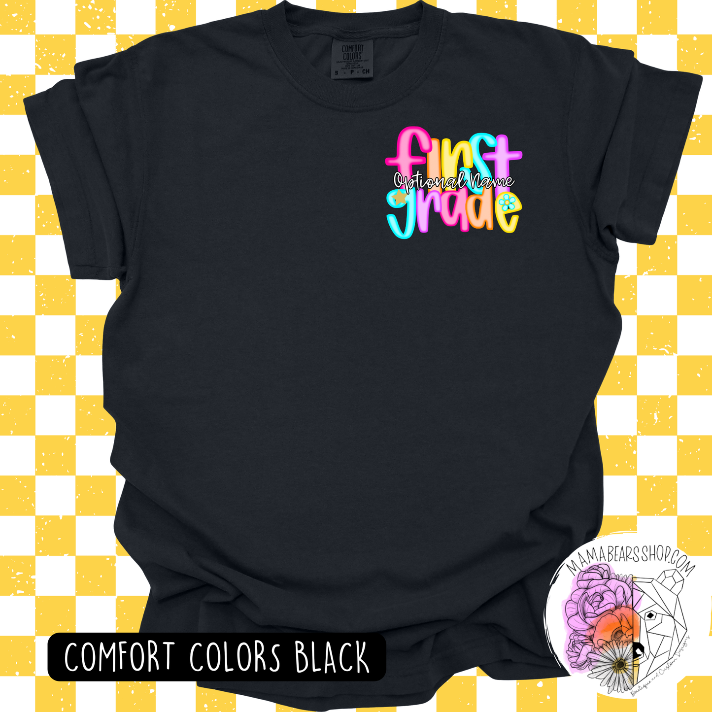 💕FIRST GRADE TEES NEON LETTERS