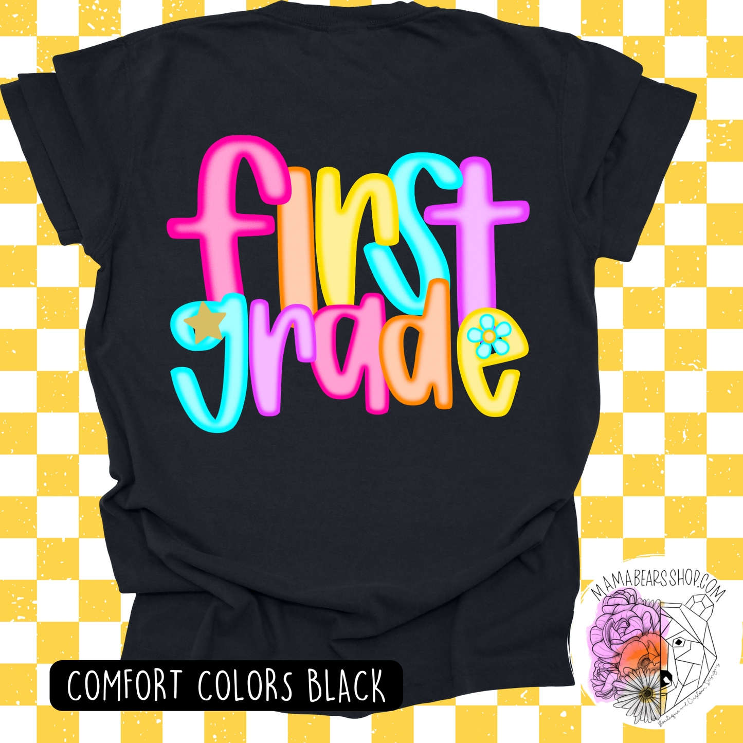 💕FIRST GRADE TEES NEON LETTERS