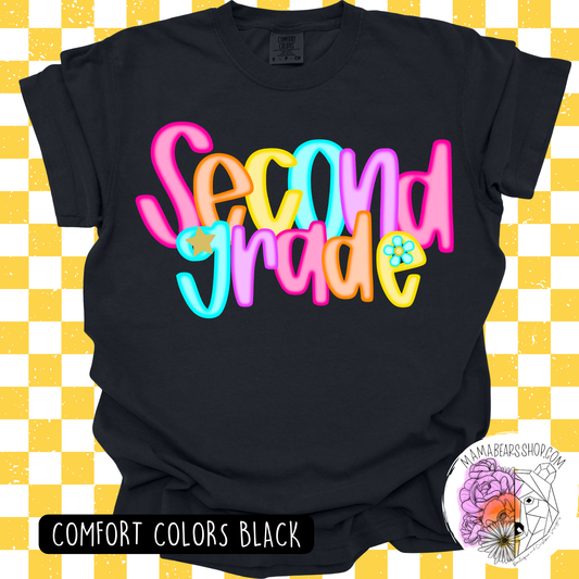 🍎SECOND GRADE TEES NEON LETTERS