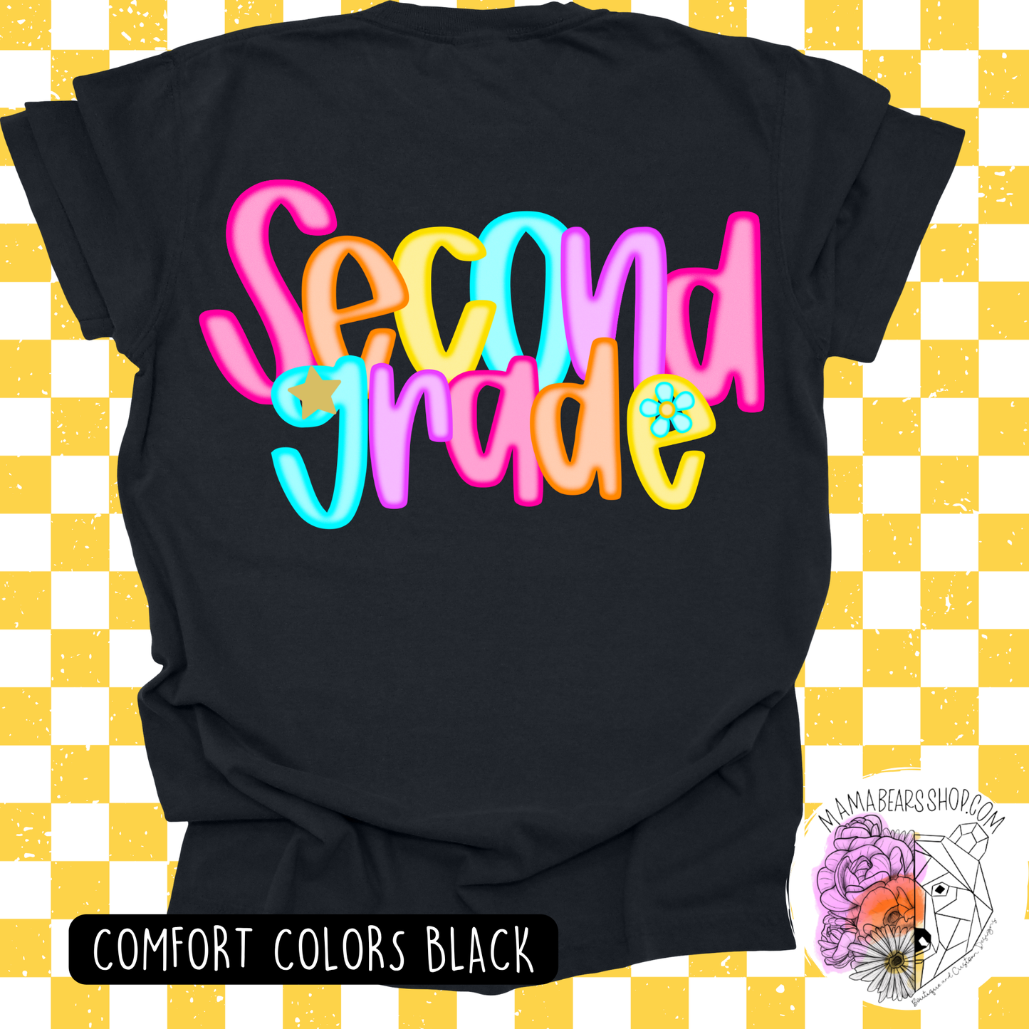 🍎SECOND GRADE TEES NEON LETTERS
