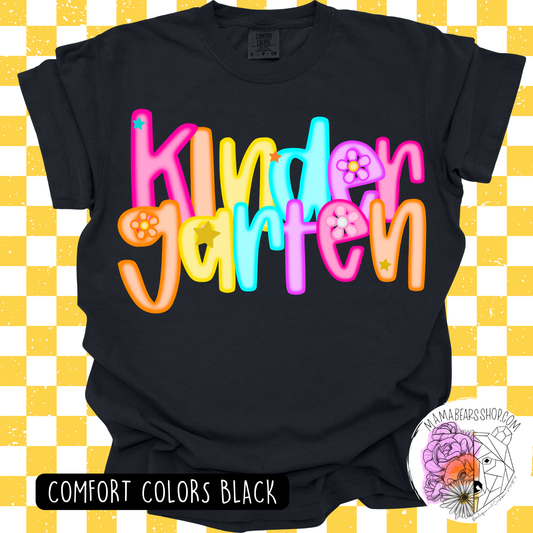 😍KINDERGARTEN TEES NEON LETTERS