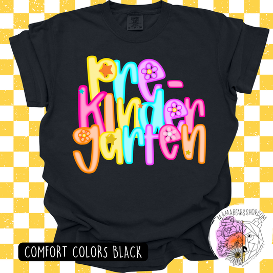 🌞PRE-KINDERGARTEN TEES NEON LETTERS